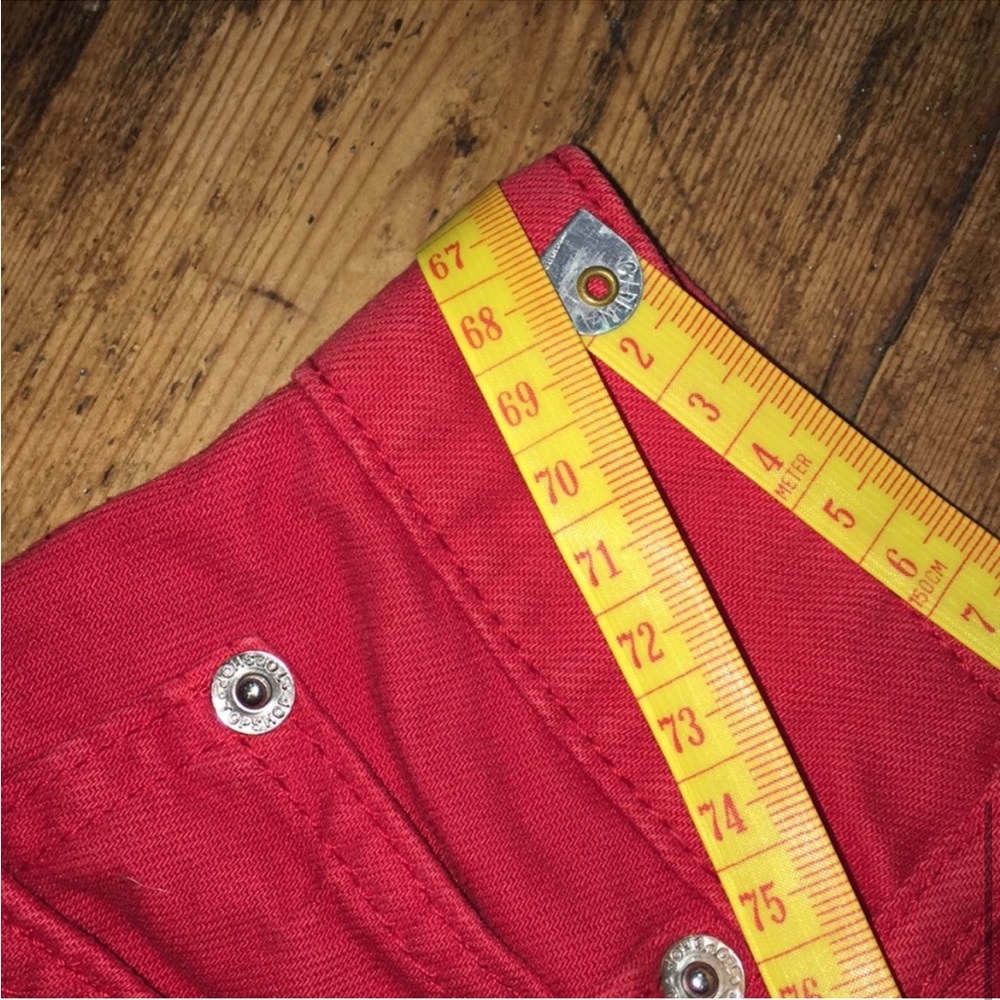 Topshop Petite Moto Red Denim Jean Skirt - Picture 5 of 7